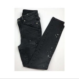 Women’s Black Distressed Skinny Jeans - Casual Paint-Splatter Style